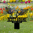 Personalized Memorial Stake With Solar Light Baseball With Wings Metal Stake Dad Loss Mom Loss Baseball Lover Softball Lover