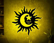 Customized Sun Moon Star Metal Sign With Light Sunshine Space House Decor Solar Eclipse Unique Decor