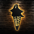 I-Scream Halloween Sign Metal Wall Art With Led Lights Halloween Metal Sign Decoration Halloween Wall Decor