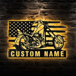 Custom Motorcycle Metal Wall Art With Led Lights Personalized Motorcycle Garage Name Sign Decoration Dad Gifts Motor Enthusiast