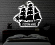 Personalized LED Pirate Ship Metal Sign Light up Pirateship Wall Art Pirate Kids Room Wall Art Fathers Day Gift Ship LED Art Sign