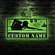 Custom Billiards Metal Wall Art Personalized Billiards Room Name Sign With Led Lights Living Room Decor Pool Player Gift