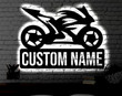 Personalized Speed bike LED Metal Art Sign Light up Sport Bike Motorcycle Name Metal Sign Multi Color Motorbike Art Metal Wall Art