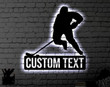 Personalized Hockey LED Metal Art Sign Light up Hockey Player Name Metal Sign Multi Color Hockey Art Metal Hockey Wall Art