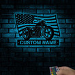 Personalized USA Flag Motorcycle Metal Sign With LED Light Motorcycle Metal Wall Biker Home Decor Motorcycle Garage Name Sign