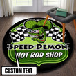 Personalized Hot Rod Garage Round Mat S (24in)