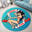 Cherry Bomb Hot Rod Round Mat Round Floor Mat Room Rugs Carpet Outdoor Rug Washable Rugs S (24In)