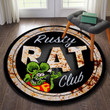 Rusty Rat Club Hot Rod Round Mat Round Floor Mat Room Rugs Carpet Outdoor Rug Washable Rugs S (24In)