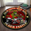 Old Guys Garage Hot Rod Round Mat Round Floor Mat Room Rugs Carpet Outdoor Rug Washable Rugs S (24In)