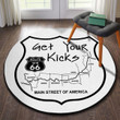Route 66 Hot Rod Round Mat Round Floor Mat Room Rugs Carpet Outdoor Rug Washable Rugs Xl (48In)