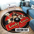 Personalized Lady Luck Garage Decor, Home Bar Decor Hot Rod Round Mat M (32in)