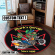 Personalized Hot Rod Motorcycle Chopper Round Mat Round Floor Mat Room Rugs Carpet Outdoor Rug Washable Rugs M (32In)