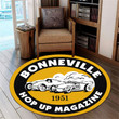 Bonneville 1951 Vintage Style Hot Rod Round Mat Round Floor Mat Room Rugs Carpet Outdoor Rug Washable Rugs M (32In)