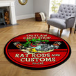 Outlaw Chop Shop Hot Rod Round Mat Round Floor Mat Room Rugs Carpet Outdoor Rug Washable Rugs L (40In)