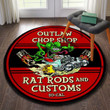 Outlaw Chop Shop Hot Rod Round Mat Round Floor Mat Room Rugs Carpet Outdoor Rug Washable Rugs Xl (48In)