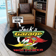 Personalized Hot Rod Garage Woodpecker Round Mat Round Floor Mat Room Rugs Carpet Outdoor Rug Washable Rugs M (32In)