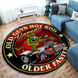 Old Guys Garage Hot Rod Round Mat Round Floor Mat Room Rugs Carpet Outdoor Rug Washable Rugs M (32In)