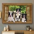 Funny Border Collie Wall Art 3D Opend Window Home Decor Gift Dogs Lover Landscape Seen Through Window Scene Wall Mural, 3D Window Wall Decal, Window Wall Mural, Window Wall Sticker, Window Sticker Gift Idea 18x30IN