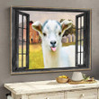 Goat Tongue Out 3D Wall Arts Painting Prints Home Decor Farm Landscape Seen Through Window Scene Wall Mural, 3D Window Wall Decal, Window Wall Mural, Window Wall Sticker, Window Sticker Gift Idea 18x30IN