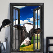 Holstein Cow 3D Wall Art Painting Prints Home Decor Landscape Seen Through Window Scene Wall Mural, 3D Window Wall Decal, Window Wall Mural, Window Wall Sticker, Window Sticker Gift Idea 18x30IN