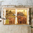 Highland Cow 3D Wall Art Painting Art 3D Farms Animal Home Decoration Landscape Seen Through Window Scene Wall Mural, 3D Window Wall Decal, Window Wall Mural, Window Wall Sticker, Window Sticker Gift Idea 18x30IN