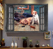 Labrador 3D Wall Art Painting Art Dog Lovers Home Decoration Landscape Seen Through Window Scene Wall Mural, 3D Window Wall Decal, Window Wall Mural, Window Wall Sticker, Window Sticker Gift Idea 18x30IN