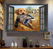 Labrador Wall Art 3D Painting Art Dog Lovers Home Decoration Landscape Seen Through Window Scene Wall Mural, 3D Window Wall Decal, Window Wall Mural, Window Wall Sticker, Window Sticker Gift Idea 18x30IN