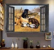 Labrador Hunting Wall Art 3D Painting Art Dog Lovers Home Decoration Landscape Seen Through Window Scene Wall Mural, 3D Window Wall Decal, Window Wall Mural, Window Wall Sticker, Window Sticker Gift Idea 18x30IN