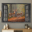 Whitetail Deer 3D Wall Art Painting Art Home Decor Gift Couple Hunting Lover Landscape Seen Through Window Scene Wall Mural, 3D Window Wall Decal, Window Wall Mural, Window Wall Sticker, Window Sticker Gift Idea 18x30IN