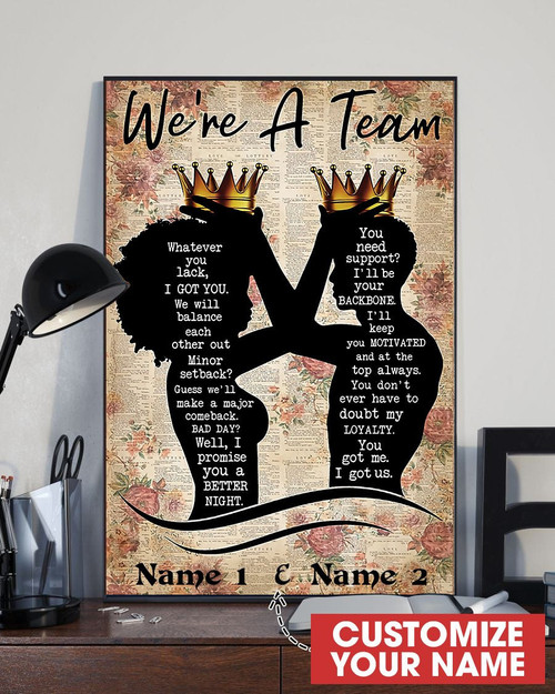 King & Queen Were A Team Wall Arts Personalized Custom Gift Idea Birthday Framed Prints, Canvas Paintings