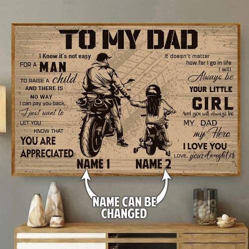 To My Dad Riding Canvas Wall Art Painting Art Personalized Home Decoration Gift Idea Gift Fathers Day Framed Prints, Canvas Paintings