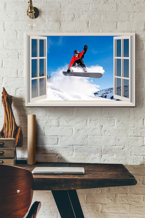 Skiing High Above The Sky Vintage 3D Window View Home Decoration Gift Idea Wall Art Decor Framed Prints, Canvas Paintings