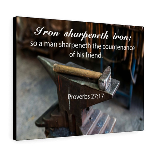 Scripture Canvas Iron Sharpeneth Iron Proverbs 27:17 Christian Wall Art Bible Verse Meaningful Home Decor Gifts Unique Housewarming Gift Ideas Framed Prints, Canvas Paintings