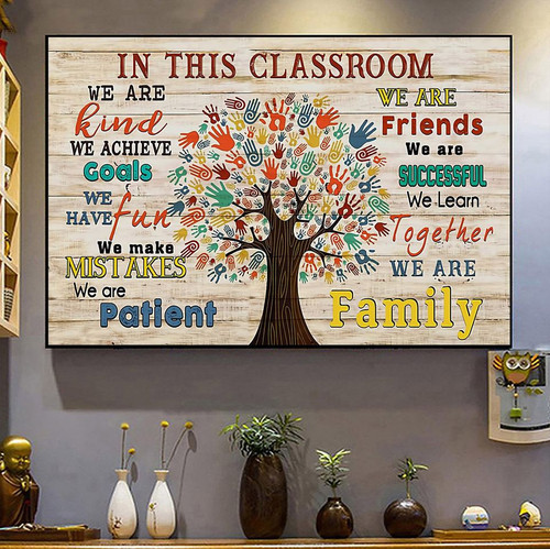 Teacher Student In This Class We Are Kind - Matte Wall Art Gallery Canvas Painting, Canvas Hanging Home Decor Gift Idea Framed Prints, Canvas Paintings