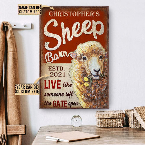Personalized Canvas Art Painting, Canvas Gallery Hanging Home Decoration  Wall Arts Sheep Barn The Gate Open Wall Art Mom Dad Gift Framed Prints, Canvas Paintings