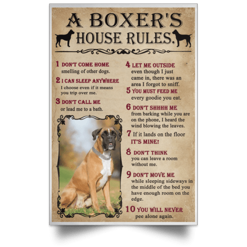 Home Decoration Wp Personalized Custom Your Dog Retro Boxer Houses Rules  Framed Prints, Canvas Paintings