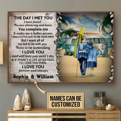 Personalized Canvas Art Painting, Canvas Gallery Hanging Home Decoration  Surfing Old Couple The Day I Met  Framed Prints, Canvas Paintings
