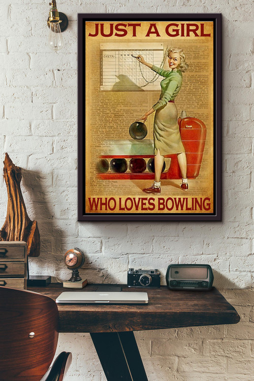 Just A Girl Who Loves Bowling Poster Framed Matte Canvas