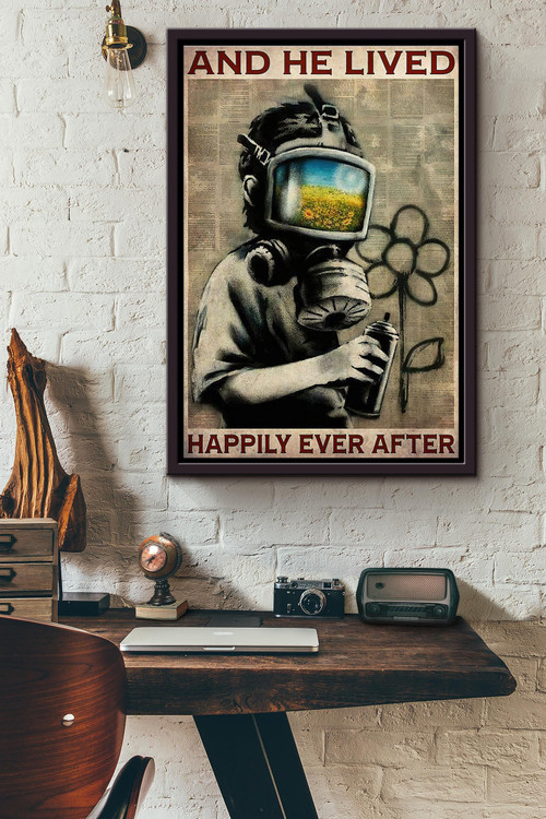 Graffiti And He Lived Happily Ever After Dictionary Poster Framed Matte Canvas