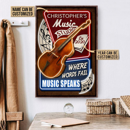Personalized Canvas Painting Frames Home Decoration Double Bass Music Speaks  Framed Prints, Canvas Paintings