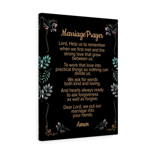Marriage Prayer Inspirational Verse Printed On Ready To Hang Stretched Canvas