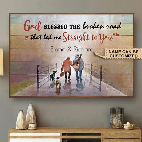 Personalized Canvas Painting Frames Home Decoration Guitar That God Blessed The Broken Road  Framed Prints, Canvas Paintings