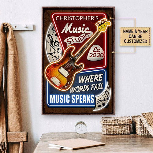Personalized Canvas Painting Frames Home Decoration Bass Guitar Music Studio  Framed Prints, Canvas Paintings