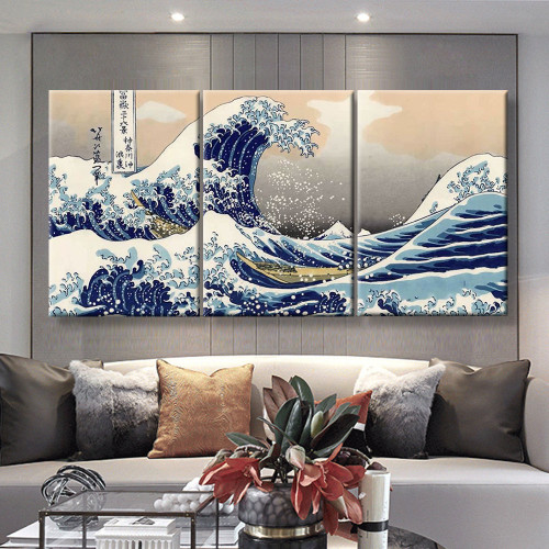 The Great Wave Off Kanagawa, Multi Canvas Painting Wall Art Ideas, Multi Pieces Canvas Prints, 3Pcs 5Pcs Multi Panel Wall Art