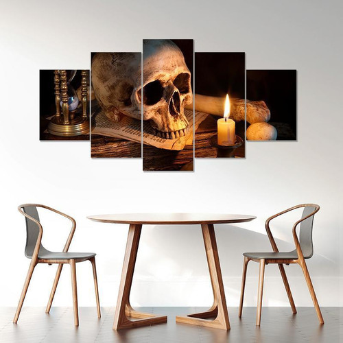 Skull Canvas 5 Pcs Multi Canvas Painting Wall Art Ideas, Multi Piece Panel Canvas Home Decor Housewarming Gift Ideas