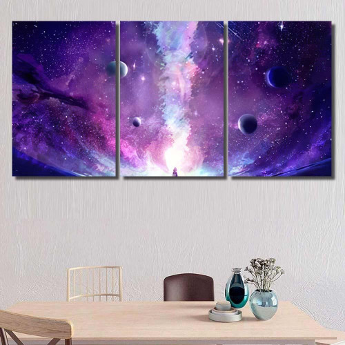 Abstract Artistic Multicolored Dimensional Galactic Nebula Galaxy Sky and Space Canvas Print Panel Canvas, 3-5 Piece Canvas Art, Multi Panel Canvas Wall Art Poster Canvas Gallery Painting Framed Prints, Canvas Paintings