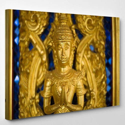 Angel Carvings Church Entrance Ancient Golden Buddha Religion Luxury Multi Canvas Prints, Multi Piece Panel Canvas Gallery Art Print Print