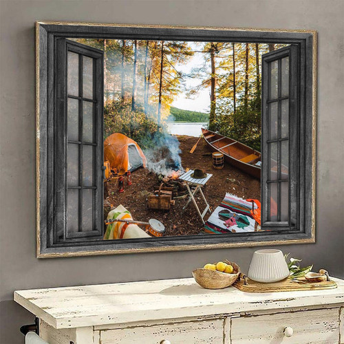 Camping 3D Window View Wall Arts Painting Prints Home Decor Boat Ha0536-Tnt Framed Prints, Canvas Paintings