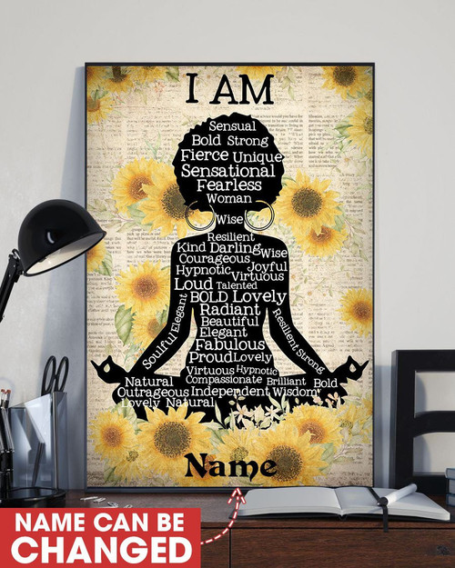 Black Queen Yoga Wall Art Personalized Melanin Woman Painting Print Home Decoration Gift Idea Gift Birthday Framed Prints, Canvas Paintings