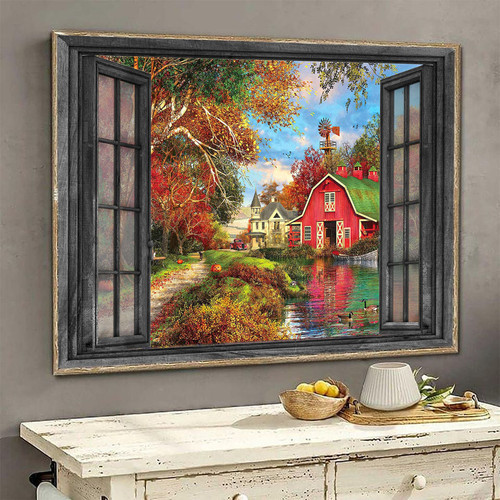 Mallard 3D Window View Wall Arts Painting Prints Home Decor Peaceful Farm Ha0516-Tnt Framed Prints, Canvas Paintings